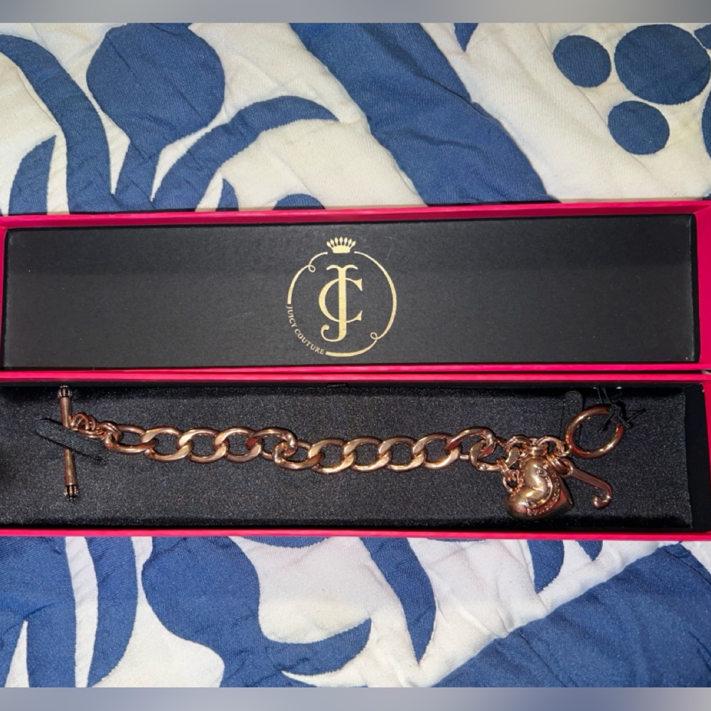 Juicy Couture Rose Gold Heart Charm Bracelet